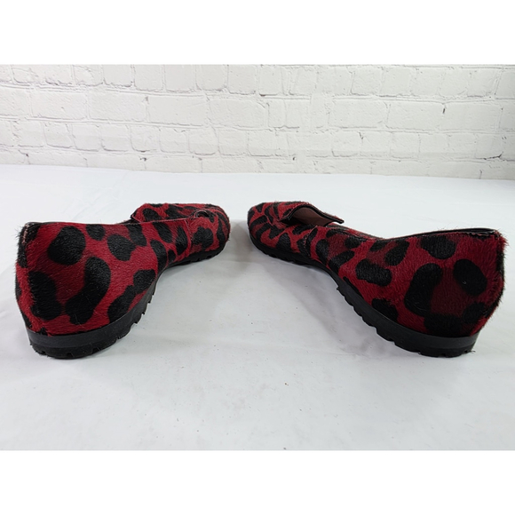 Pretty Loafers Ballerinas Flats Red Cheetah Print Pointed Toe Women's Size 5.5 - Picture 5 of 8